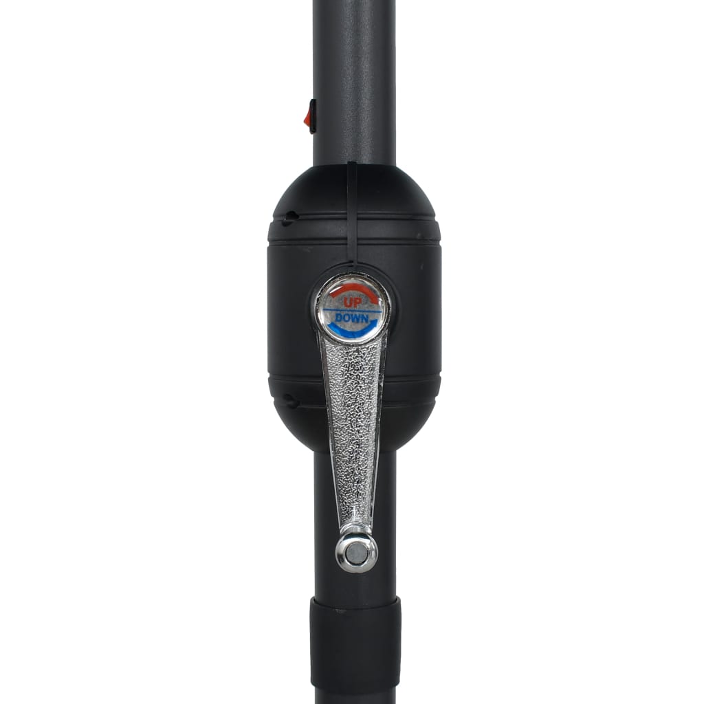 Sodo skėtis su LED ir aliuminio stulpu, juodas, 270cm