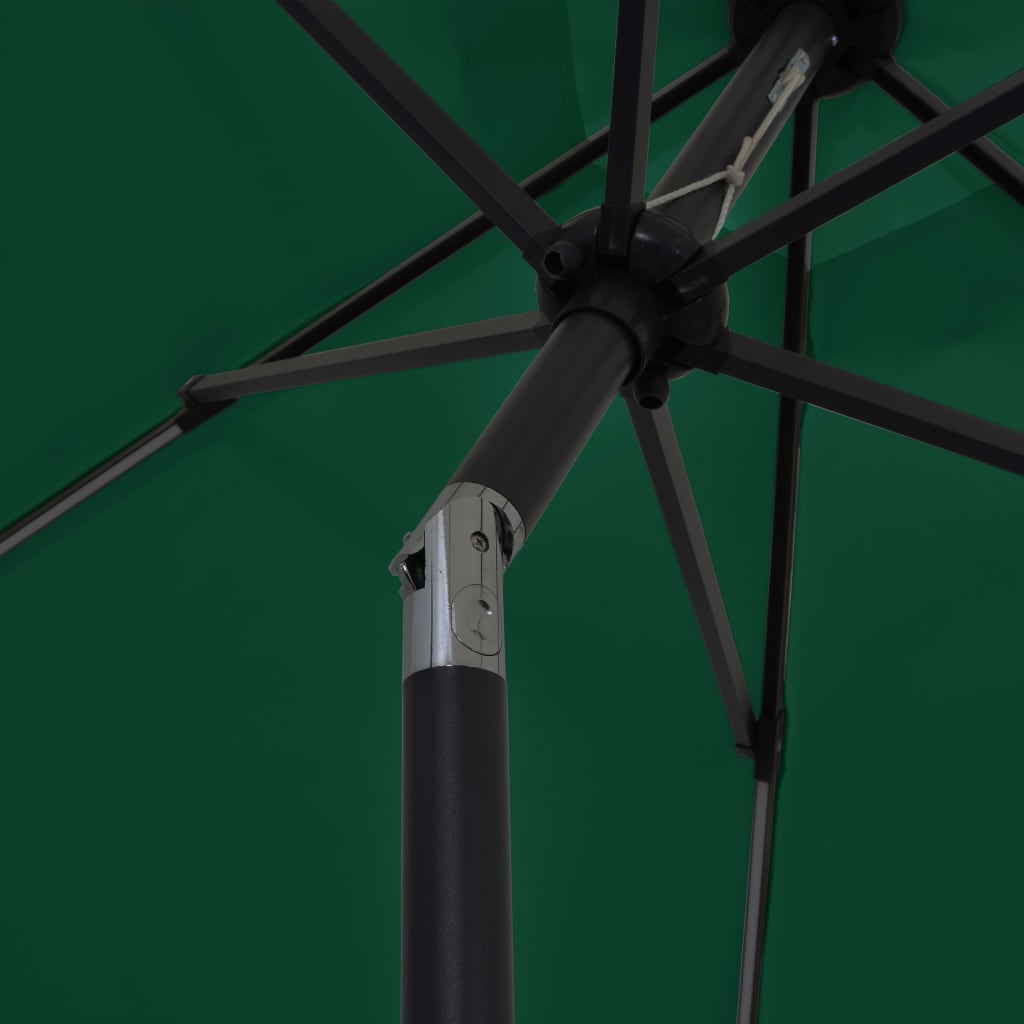 Sodo skėtis su LED ir aliuminio stulpu, žalias, 300cm