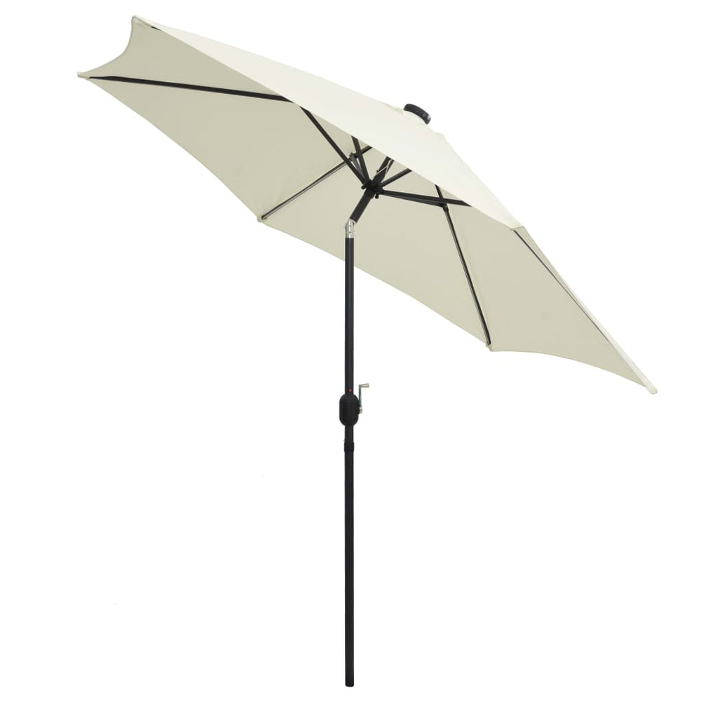 Garden Umbrella with LED and Aluminum Pole, Sand White, 300cm