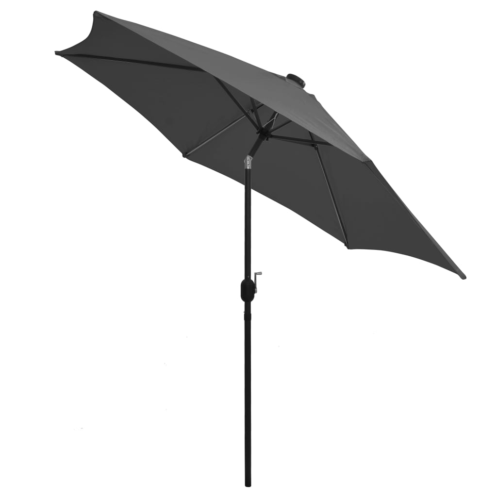 Garden umbrella with LED and aluminum pole, anthracite, 300cm