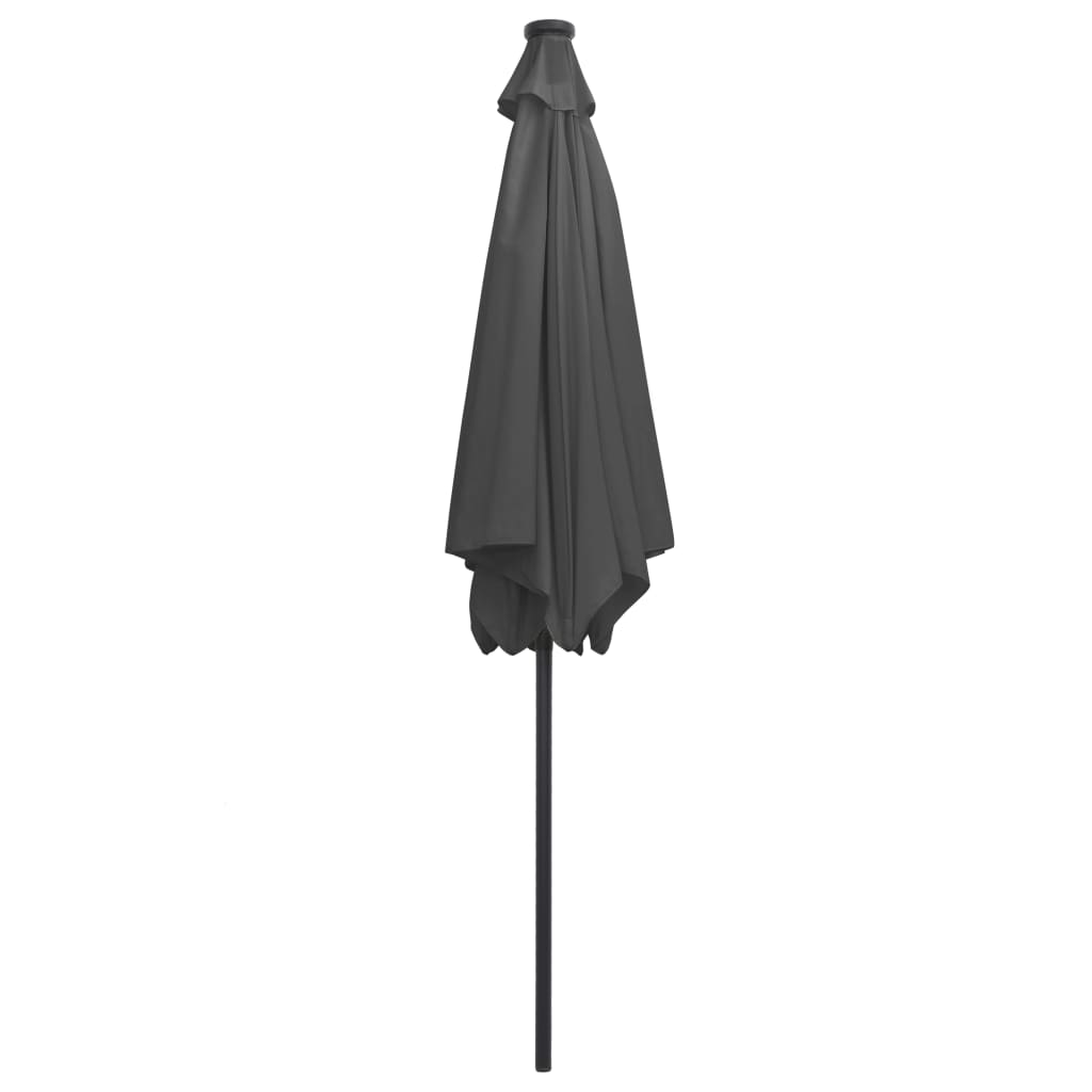 Garden umbrella with LED and aluminum pole, anthracite, 300cm