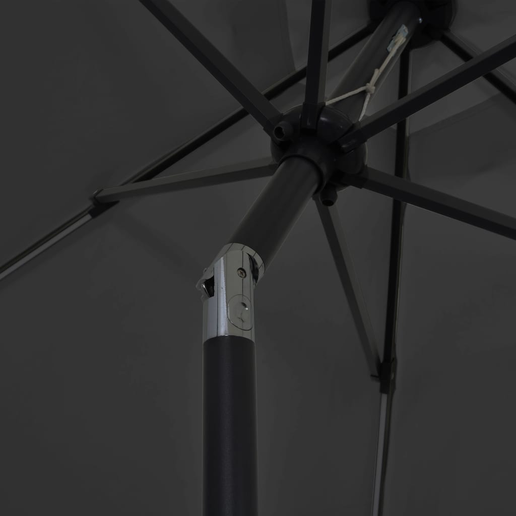 Garden umbrella with LED and aluminum pole, anthracite, 300cm