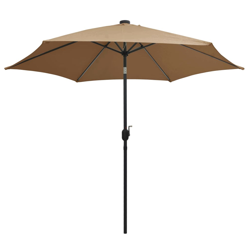 Garden Parasol with LED and Aluminium Pole, Taupe, 300cm
