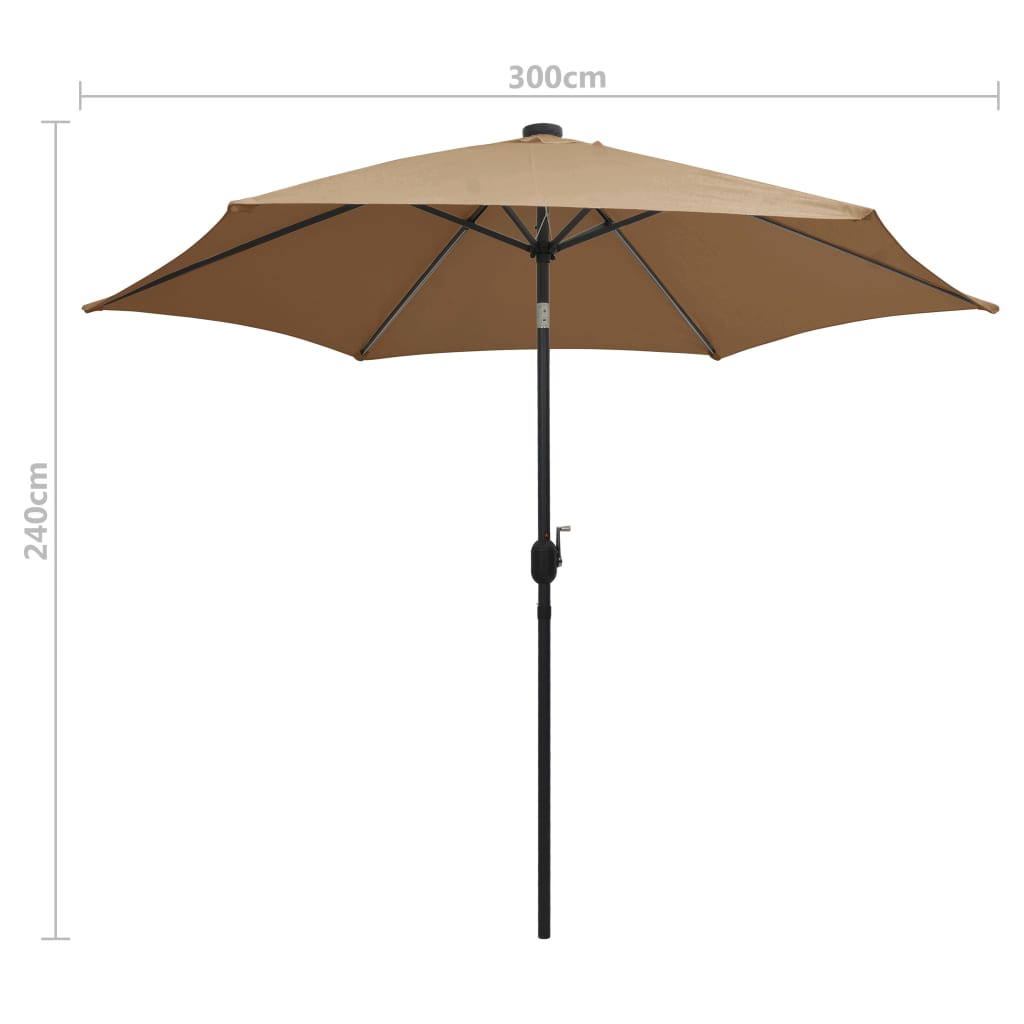 Sodo skėtis LED BLAKE, taupe, 300x240cm