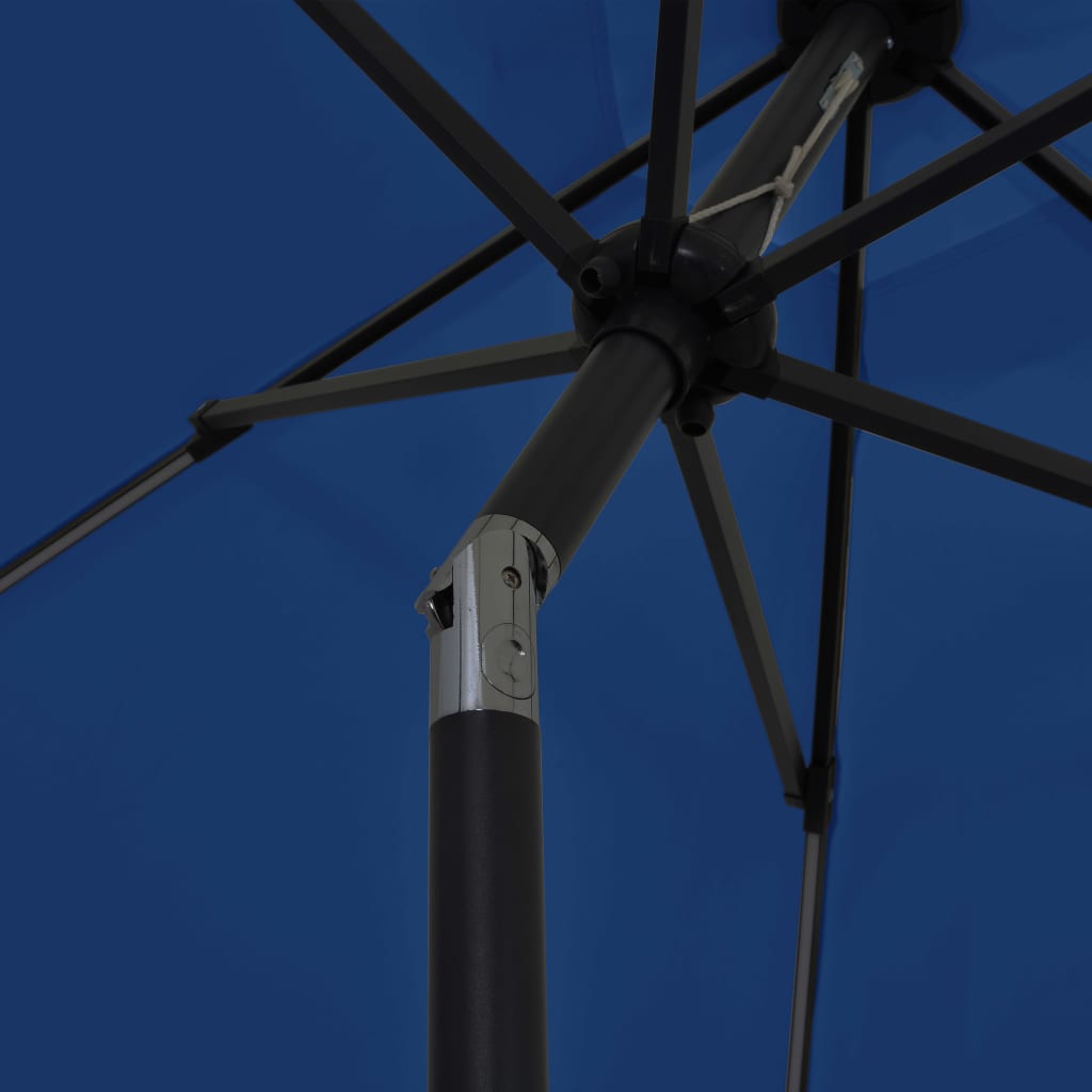 Sodo skėtis su LED ir aliuminio stulpu, mėlynas, 300cm