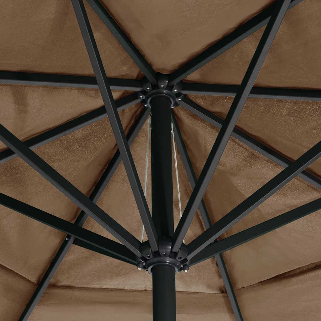 Garden parasol with aluminium pole, taupe, 600cm