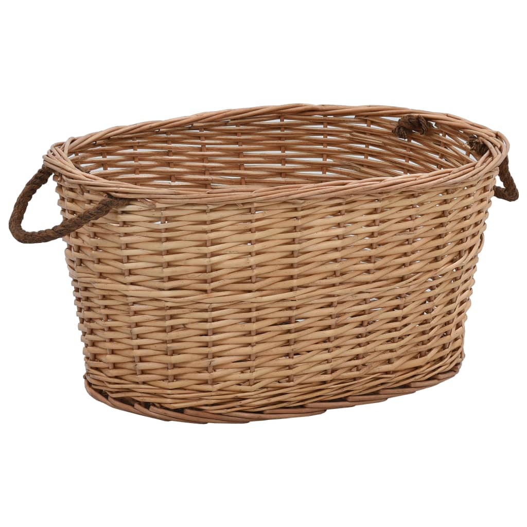 Willow log basket with handles, natural, 56x40x28cm
