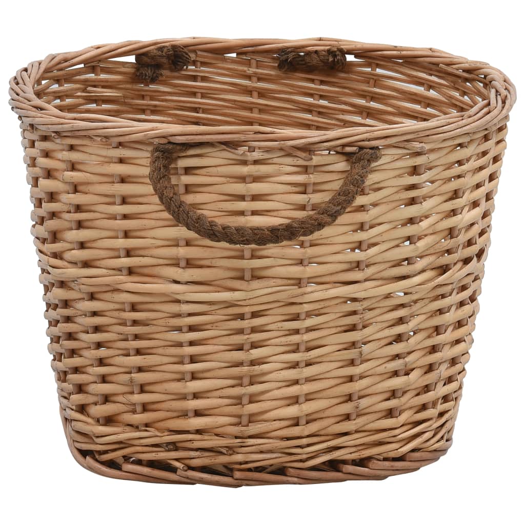 Willow log basket with handles, natural, 56x40x28cm