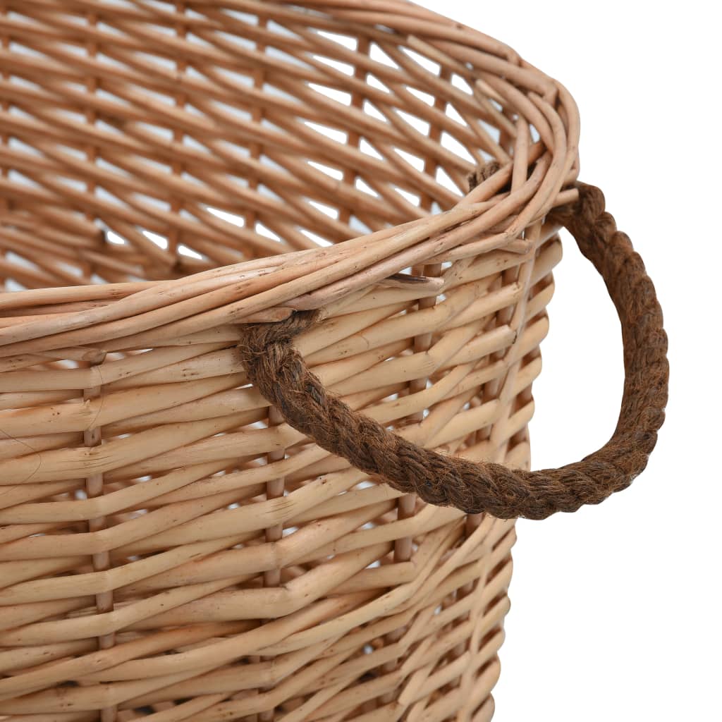 Willow log basket with handles, natural, 56x40x28cm