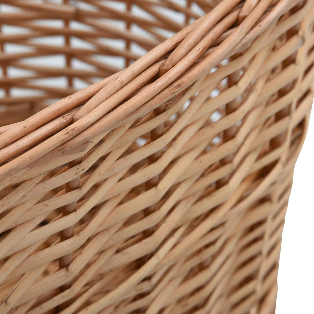 Willow log basket with handles, natural, 56x40x28cm