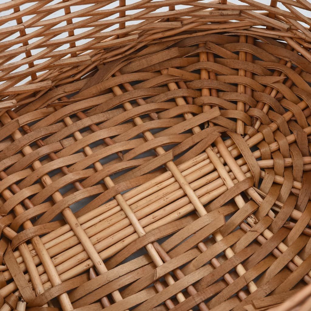 Willow log basket with handles, natural, 56x40x28cm