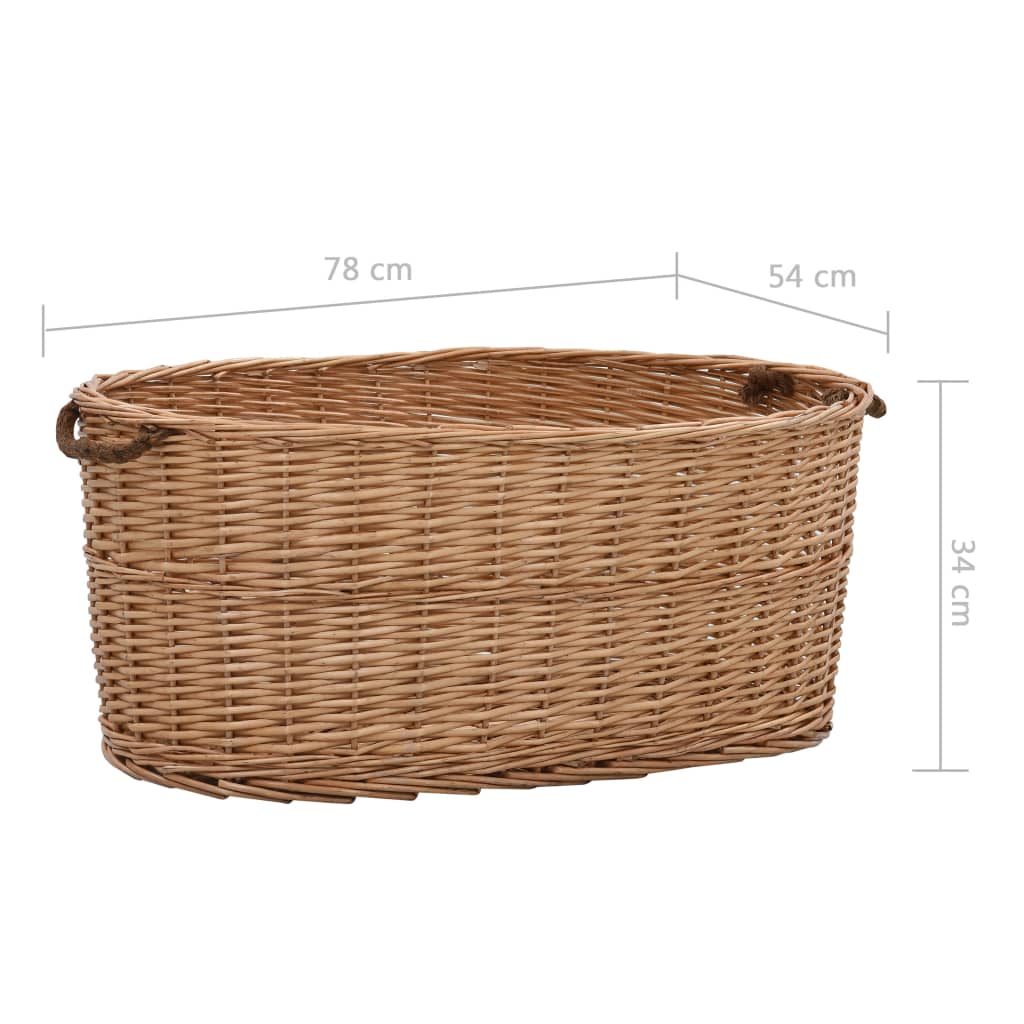 Log basket with handles, 78x54x34cm, natural willow