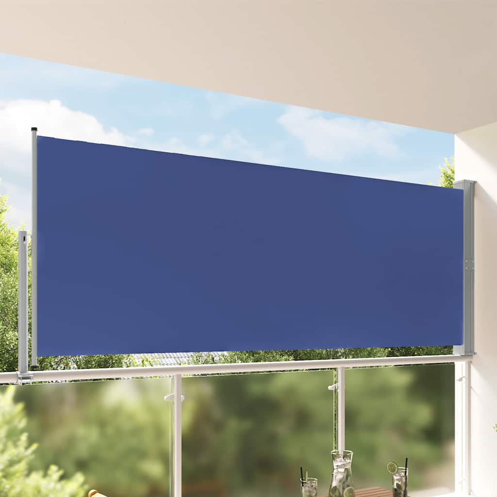 Ištraukiama šoninė kiemo pertvara, mėlynos spalvos, 140x300cm
