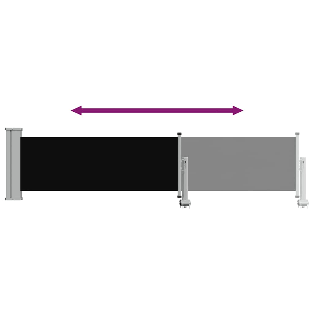 Retractable side awning, black, 60x300cm