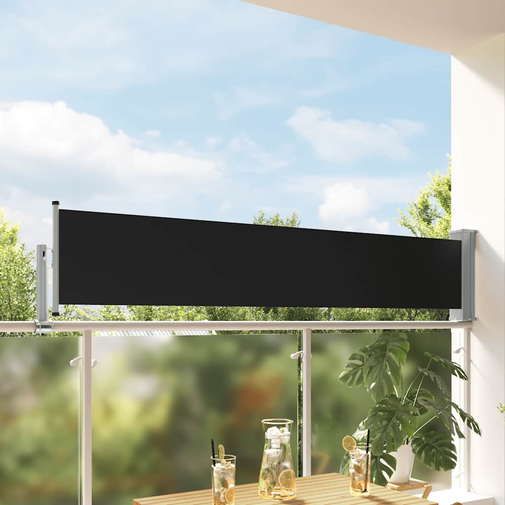 Retractable side awning, black, 60x300cm
