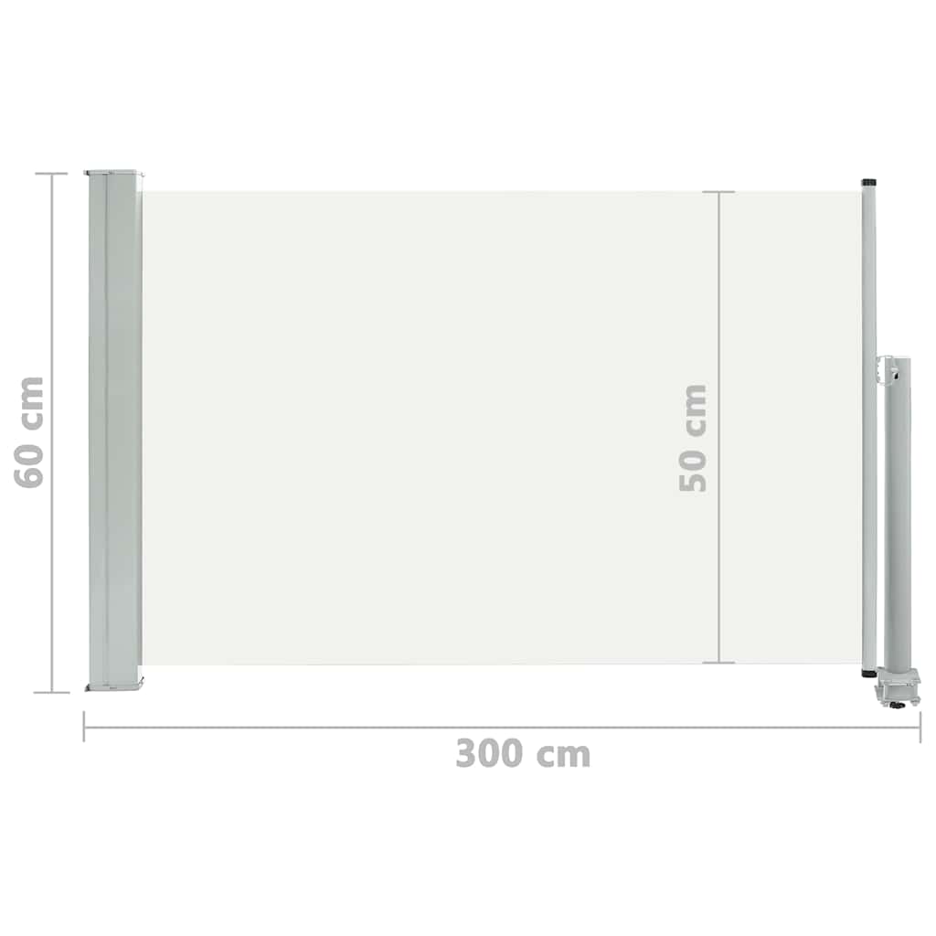 Ištraukiama šoninė kiemo pertvara, kreminės spalvos, 60x300cm
