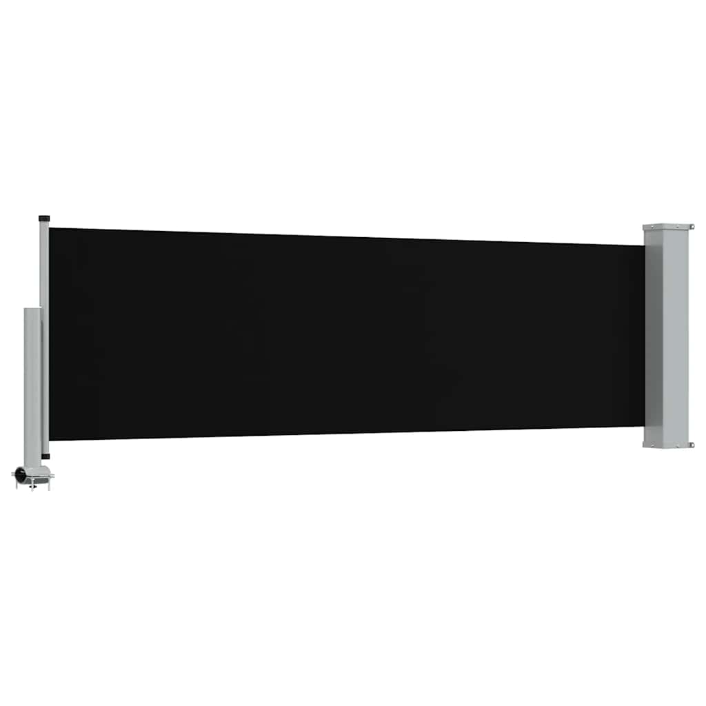 Ištraukiama šoninė kiemo pertvara, juodos spalvos, 80x300cm