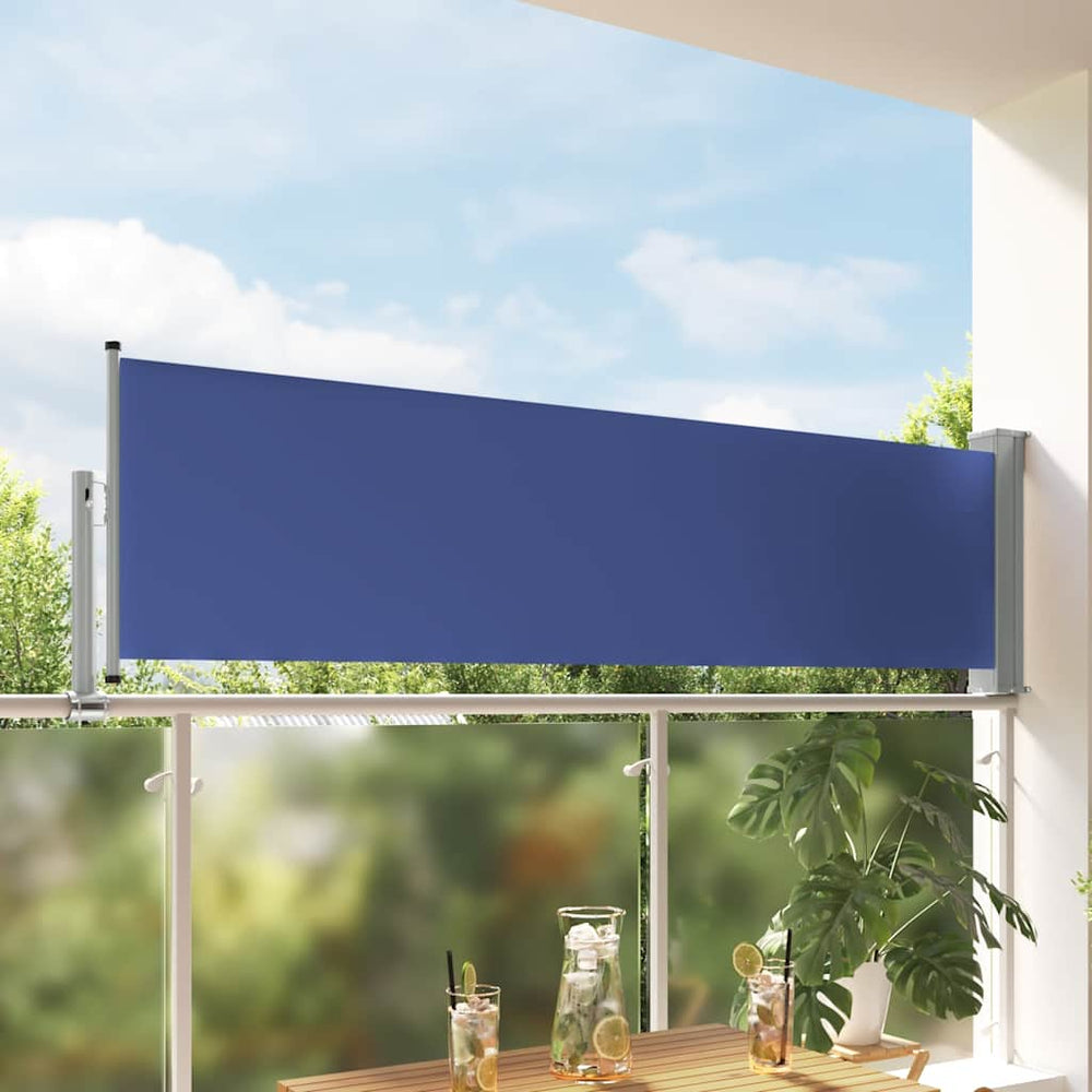Ištraukiama šoninė kiemo pertvara, mėlynos spalvos, 80x300cm