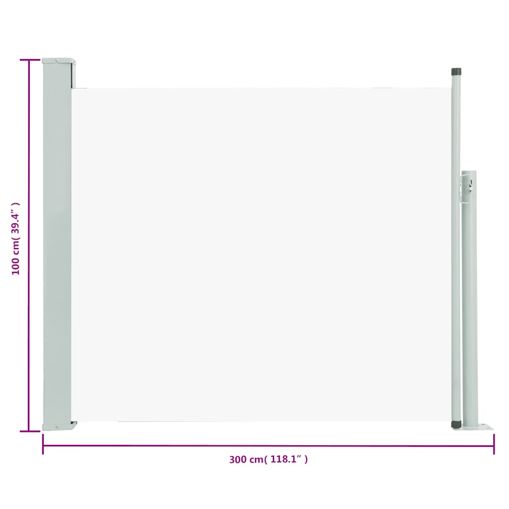 Ištraukiama šoninė kiemo pertvara, kreminės spalvos, 100x300cm