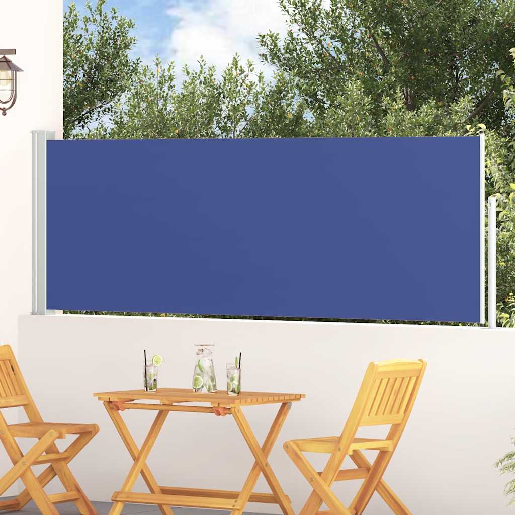 Ištraukiama šoninė kiemo pertvara, mėlynos spalvos, 100x300cm