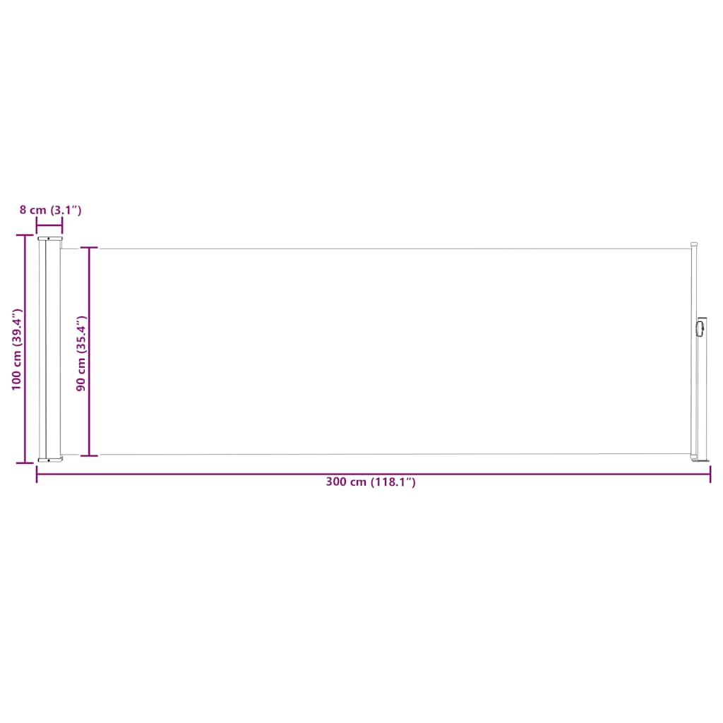Ištraukiama šoninė kiemo pertvara, pilkos spalvos, 100x300cm