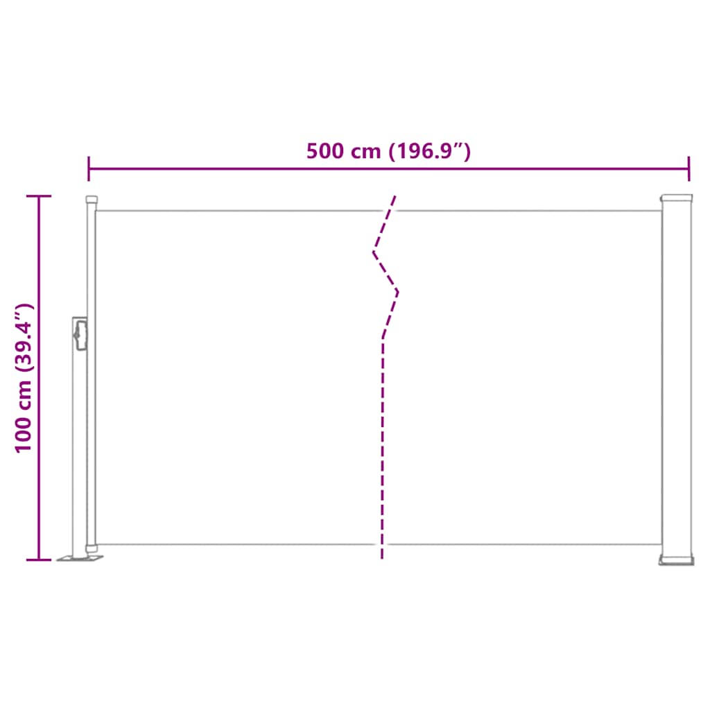 Ištraukiama šoninė kiemo pertvara, kreminės spalvos, 100x500cm