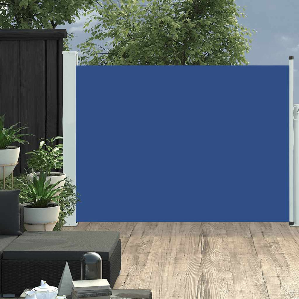 Ištraukiama šoninė kiemo pertvara, mėlynos spalvos, 100x500cm