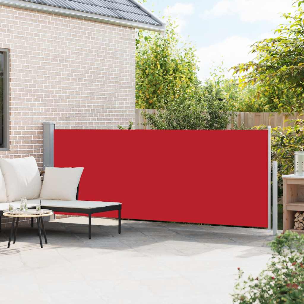 Retractable side patio awning, red, 140x500cm