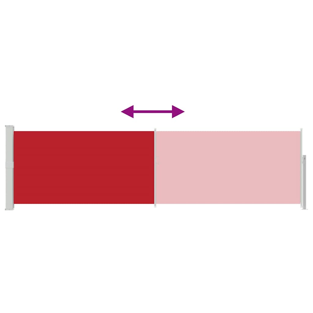 Retractable side patio awning, red, 140x500cm