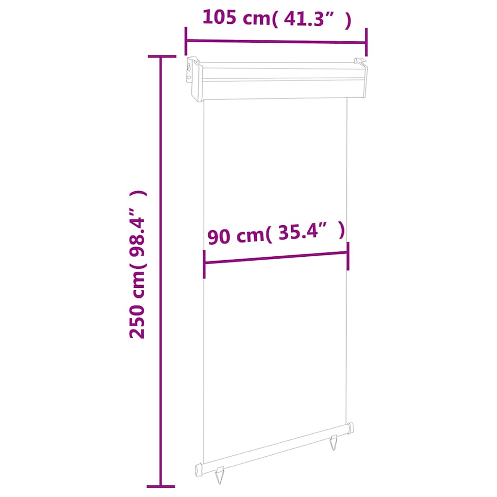 Balcony side awning, cream, 100x250cm