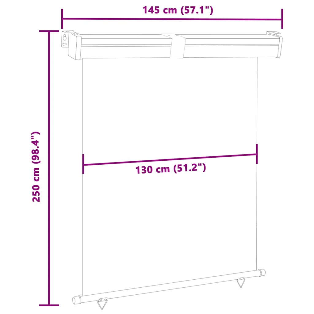 Balcony side awning, blue, 145x250 cm