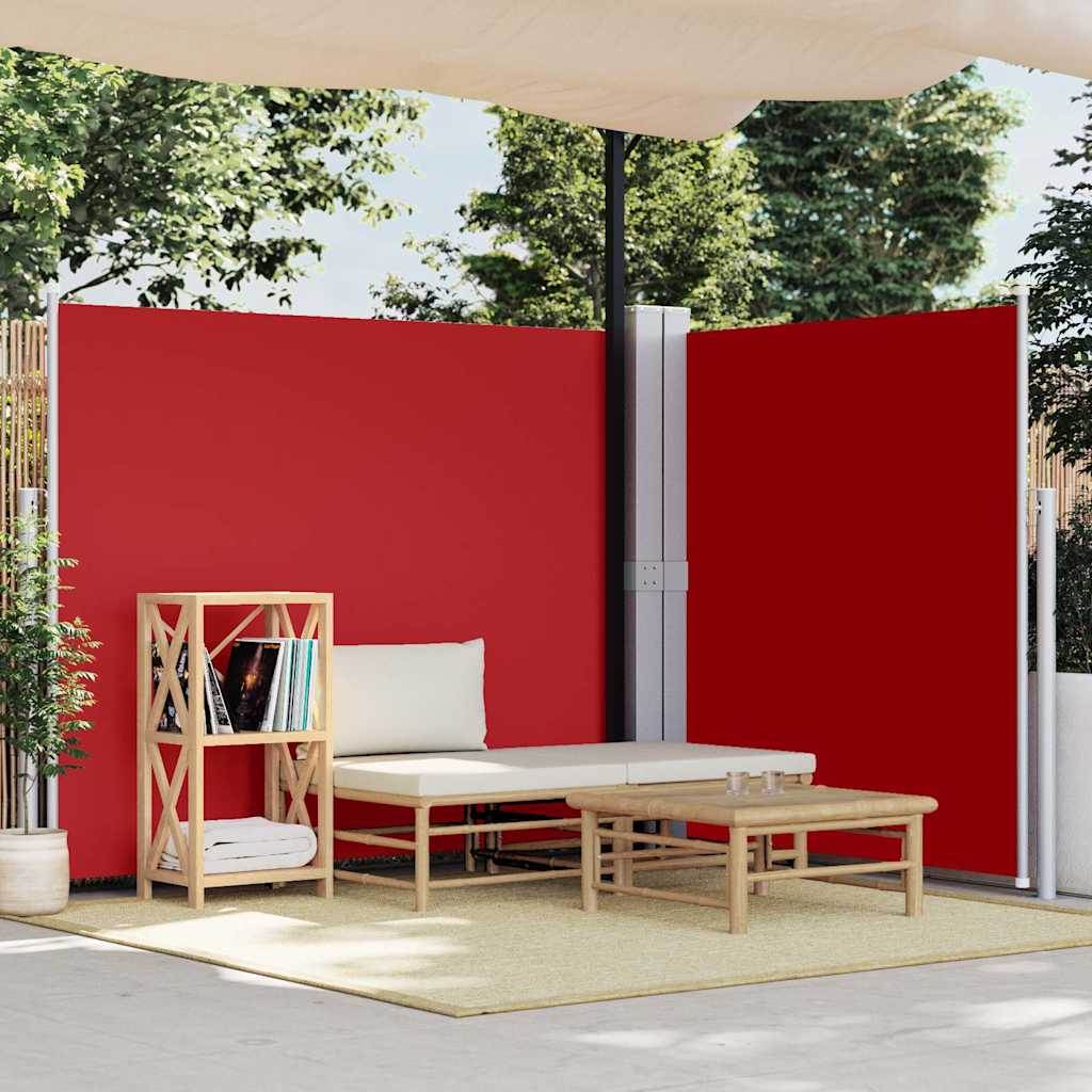 Retractable side awning, red, 160x600cm