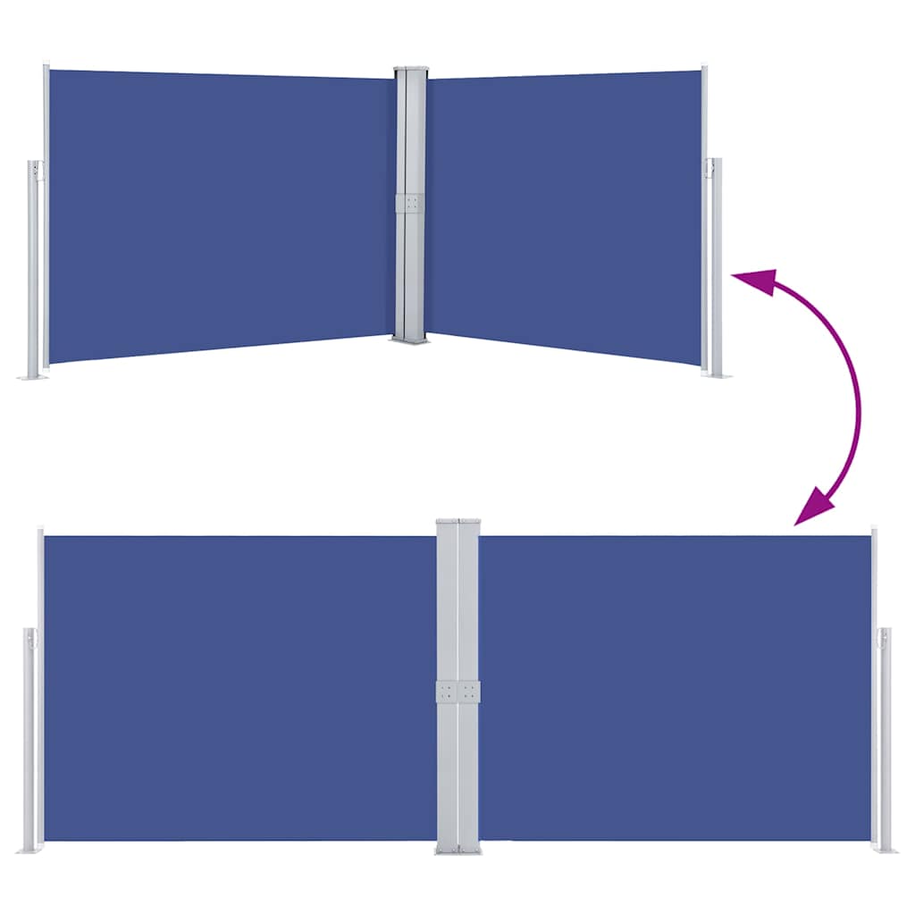 Retractable side awning, blue, 140x1000cm