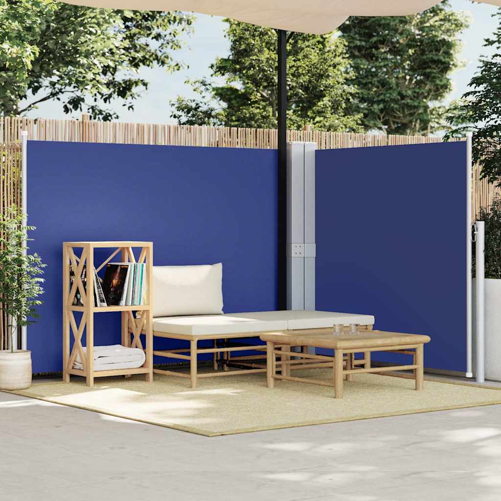Retractable side awning, blue, 140x1000cm