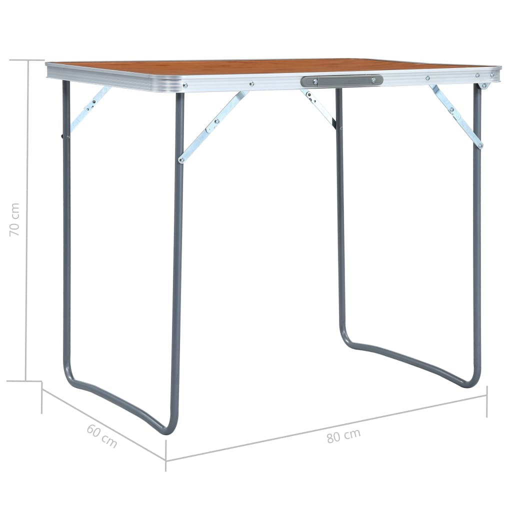 Sulankstomas stovyklavimo stalas su metaliniu rėmu, 80x60cm