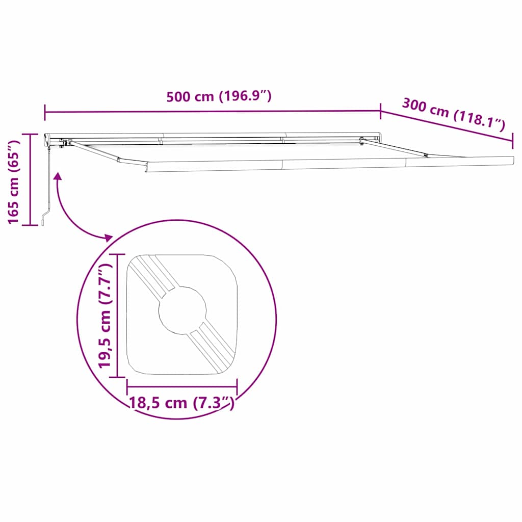 Markizės rėmas Balta 500 × 300 cm Aliuminis