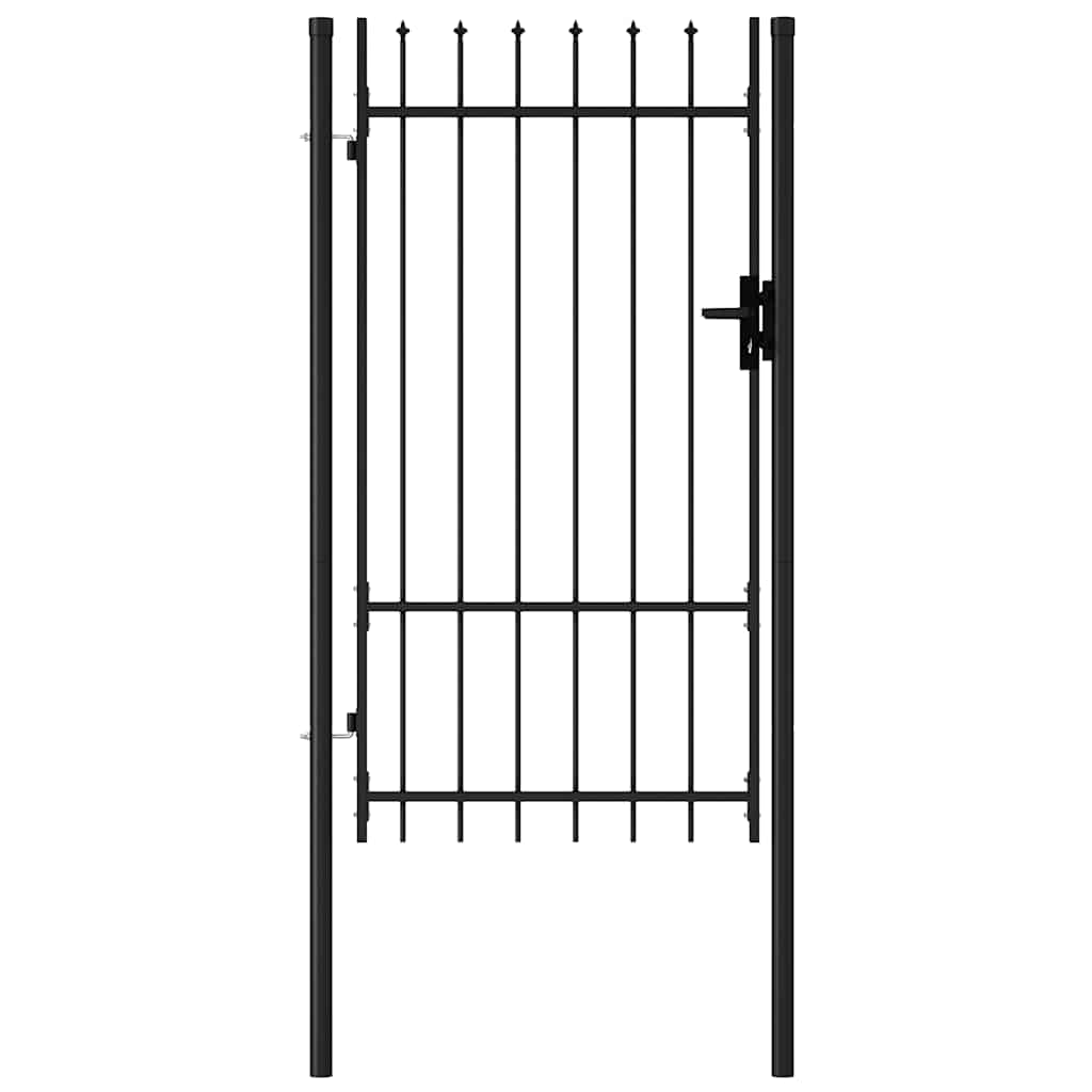 Tvoros vartai BOXTEL, vienvėrės durys su smaigaliais, plienas, 1x1,75 m, juodi
