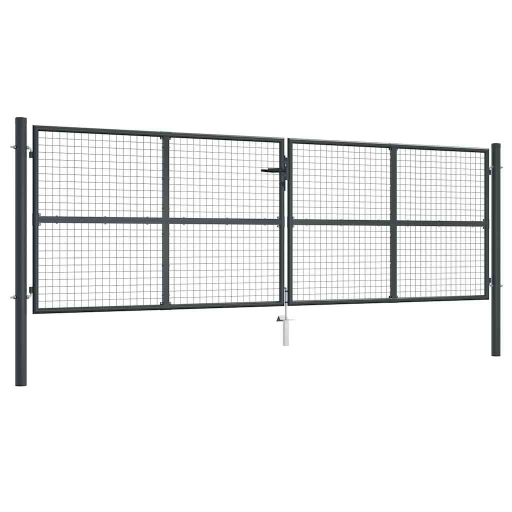 Tinkliniai sodo vartai, cinkuotas plienas, 400x125 cm, pilki