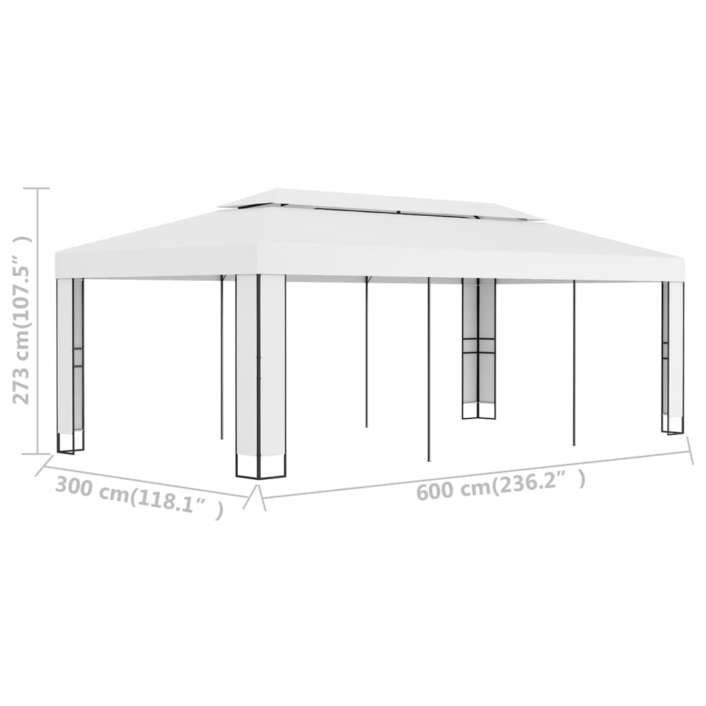 Pavėsinė dvigubu stogu ULTRA, balta, 3x6m