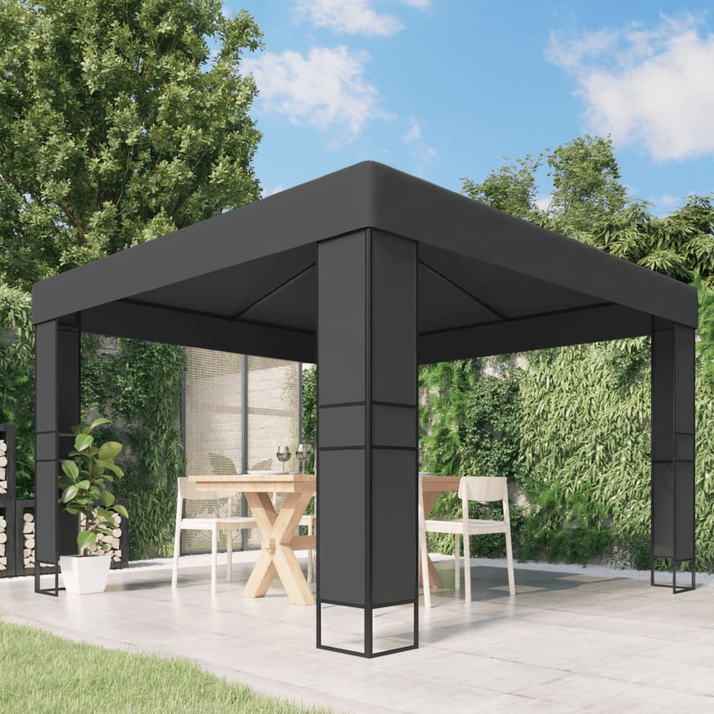 Gazebo with double roof ULTRA, anthracite, 3x3m