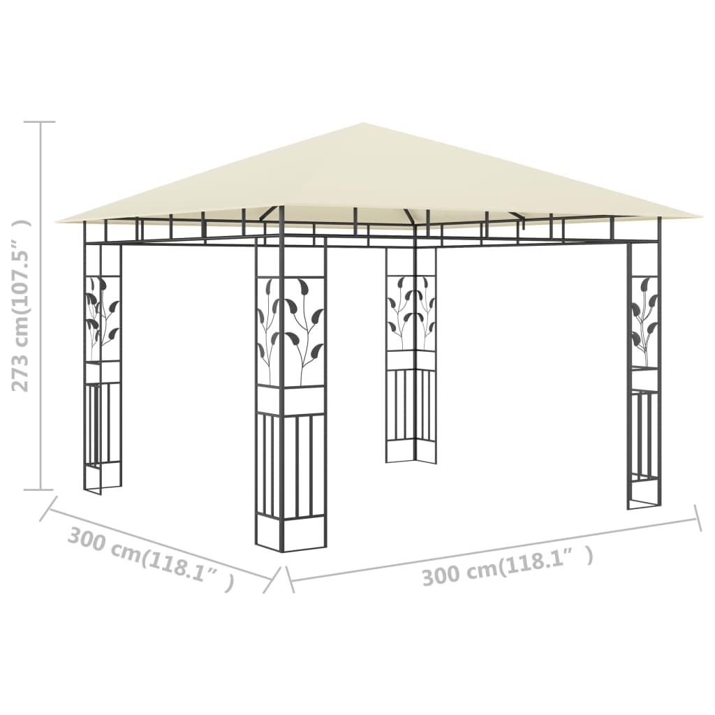 Pavėsinė su tinkleliu ULTRA, kreminė, 3x3m