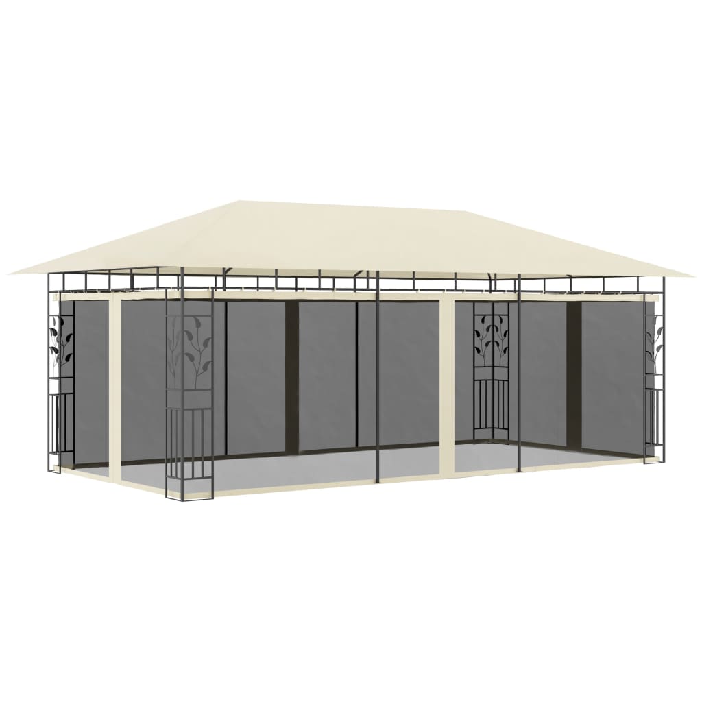 Pavėsinė su tinkleliu ULTRA, kreminė, 6x3m
