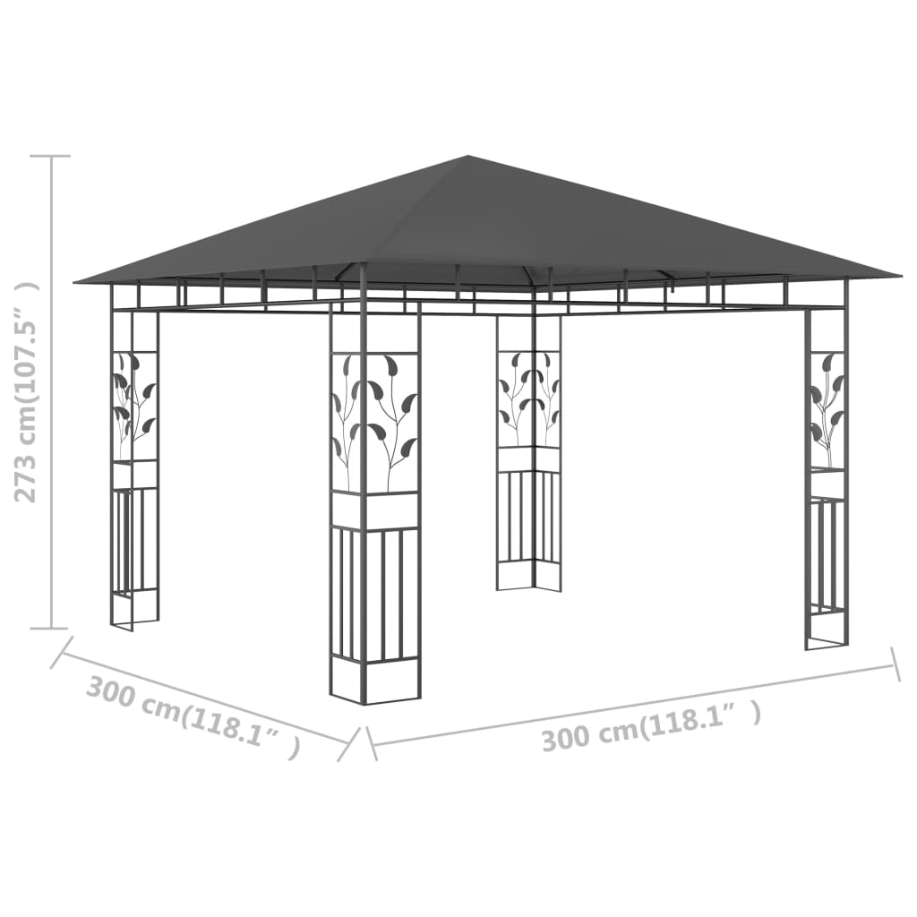 Pavėsinė su tinkleliu ULTRA, antracito, 3x3m