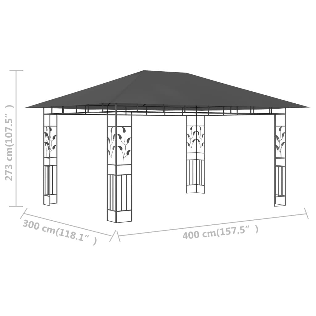 Gazebo with mosquito net ULTRA, anthracite, 4x3m