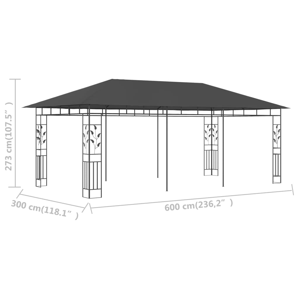 Gazebo with mosquito net ULTRA, anthracite, 6x3m