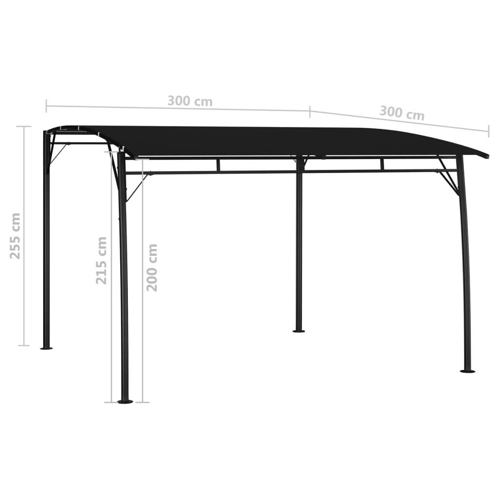 Sodo markizė nuo saulės, antracito spalvos, 3x3x2,55m