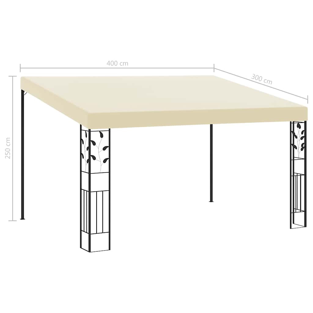 Prie sienos montuojama pavėsinė, kreminės spalvos, 4x3x2,5m