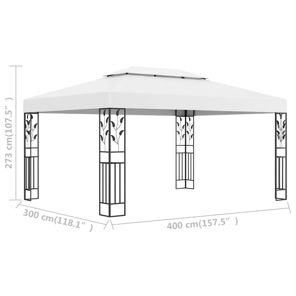 Pavėsinė dvigubu stogu VEGA, balta, 3x4m