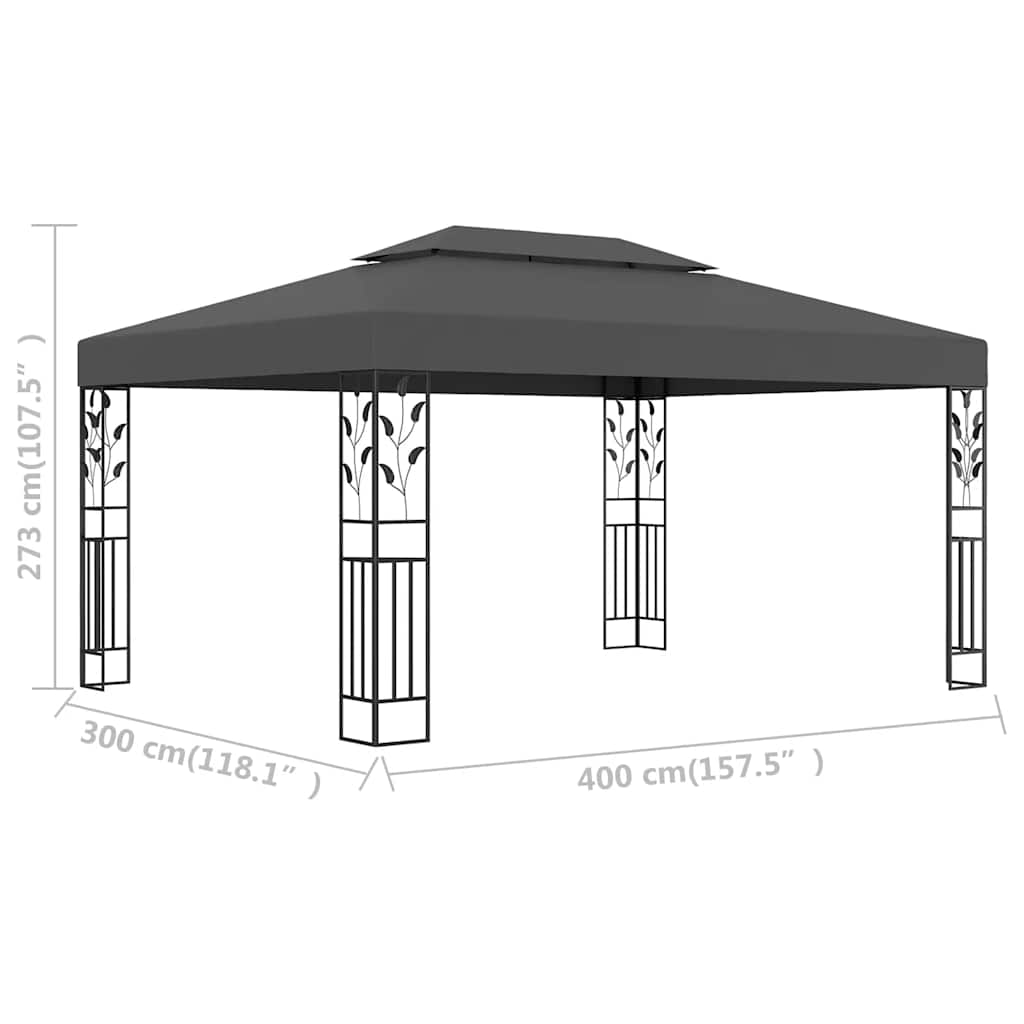 VEGA Double Roof Gazebo, Anthracite, 3x4m