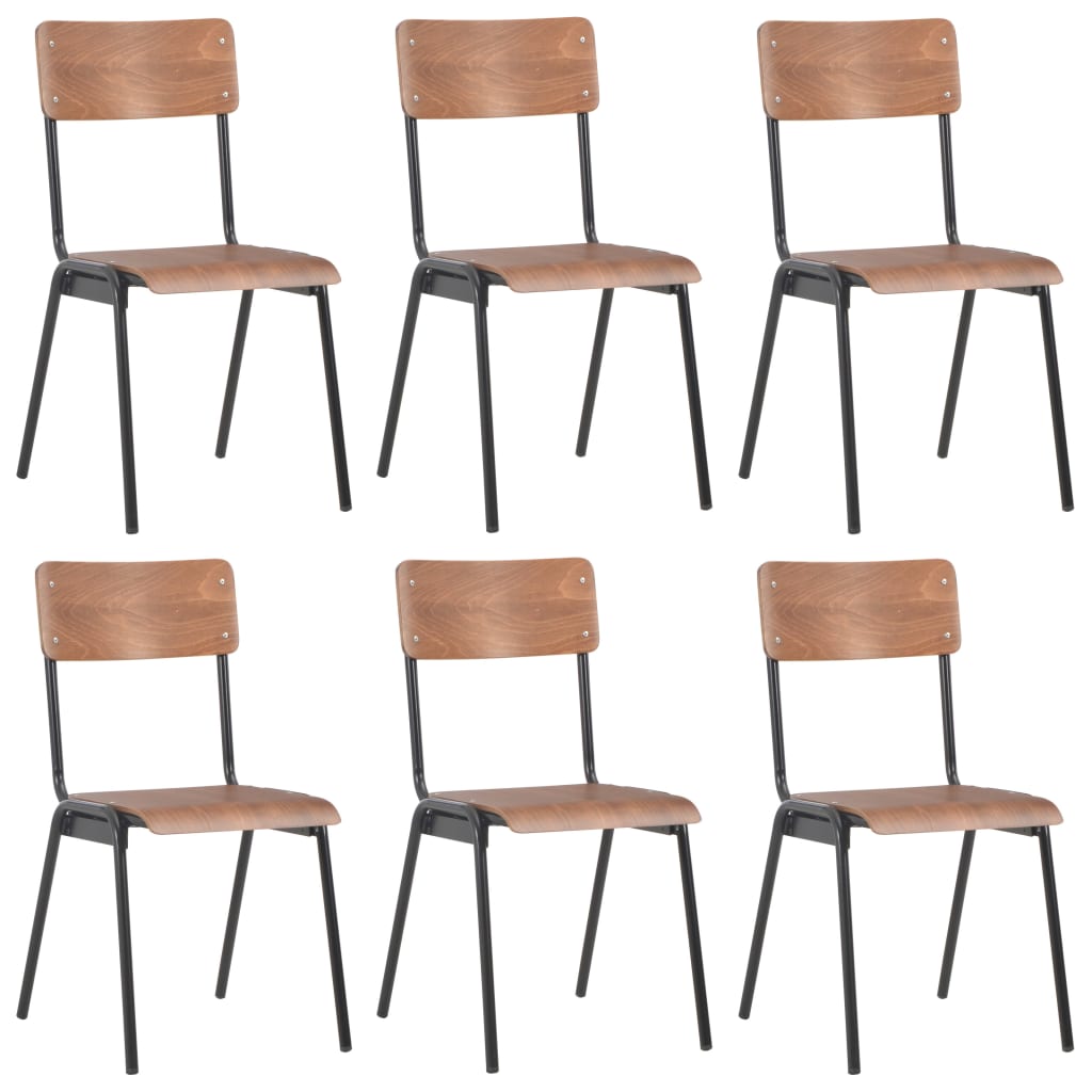 Dining chairs, 6 pcs, brown, plywood (280084+280085)